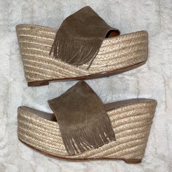 Chloe Platform Suede Fringe Espadrilles Size EU 37/ US 6.5 - Picture 9 of 15